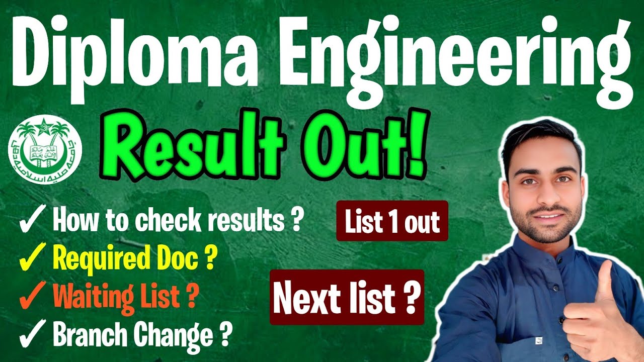 Jamia Diploma Engineering Result 2025 Out | List 1 PDF, Waiting List, Document, Branch Change