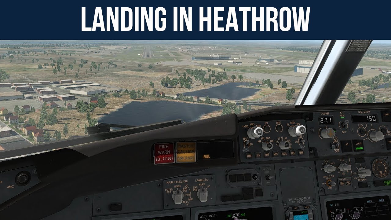 Approach and landing  in London, airport Heathrow EGLL, 27L Boeing 737 800, American