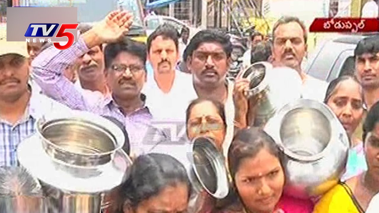 People Protest With Empty Pots | Drinking Water Crisis | Boduppal | Hyderabad | TV5 News