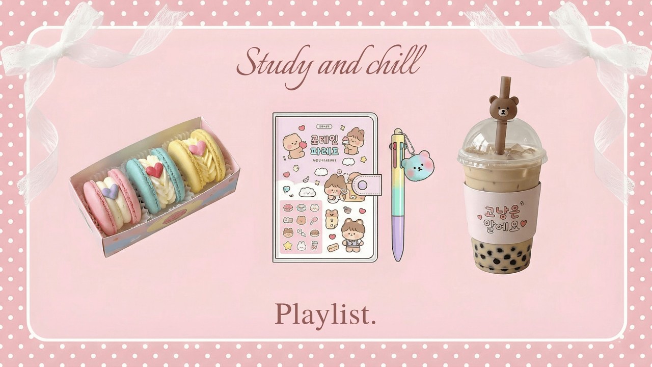 [Playlist] 🧸 Beary Sweet Macaron Café 🍭 Soft Focus · Pastel Pink · Quiet Study