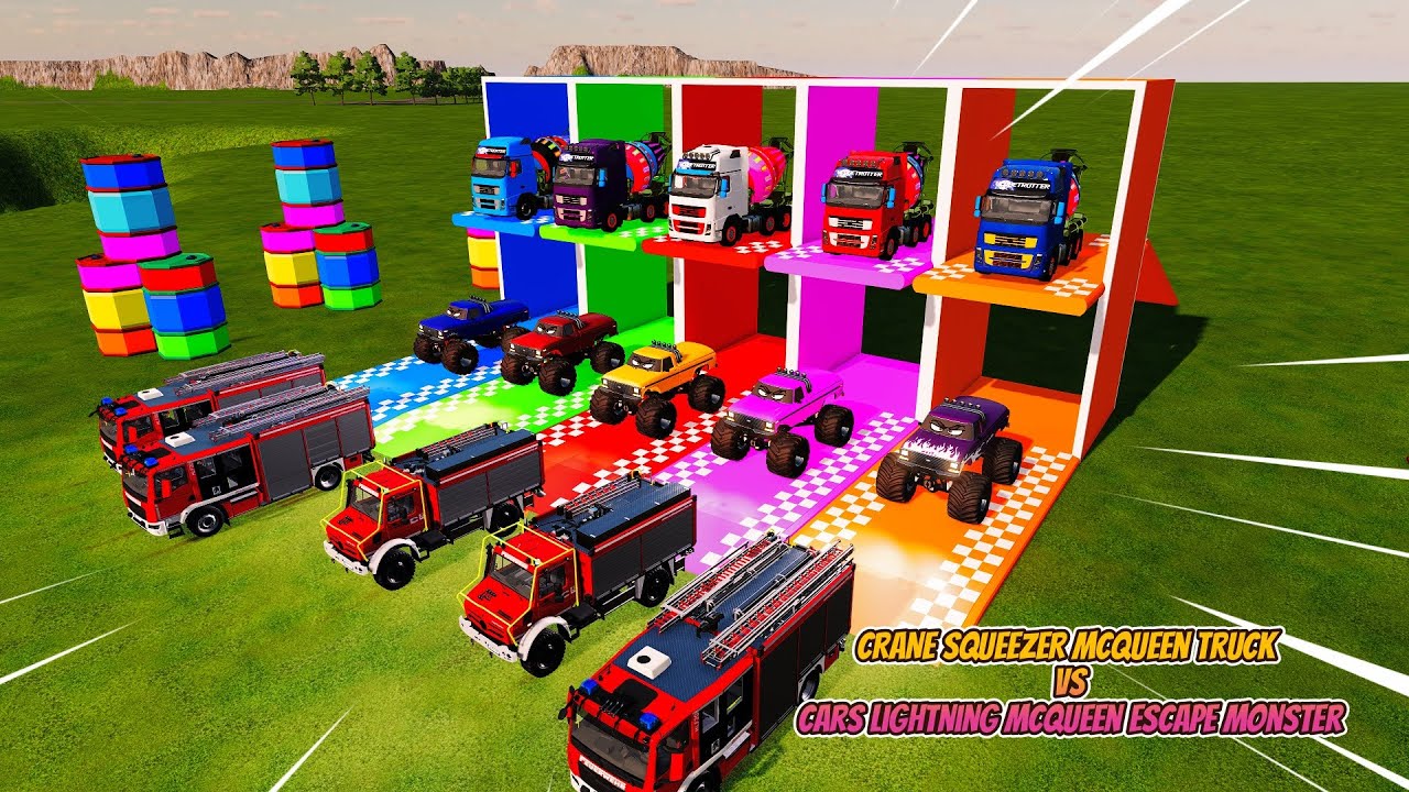 Giant CRANE SQUEEZER [McQueen Truck Eater VS Cars Lightning McQueen] Escape Monster Beamng Drive #10