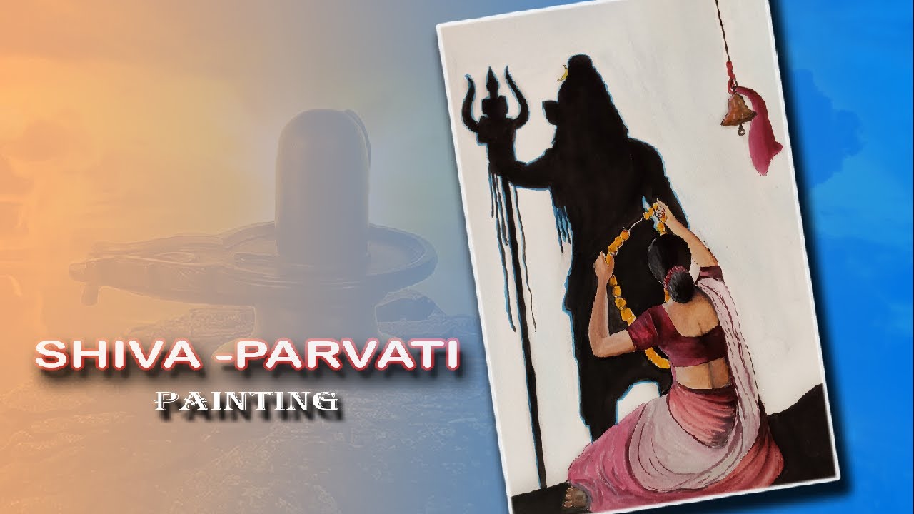Shiva - Parvati Watercolour Painting for Beginners| How to Draw Shiv - Parvati| Silhouette Painting
