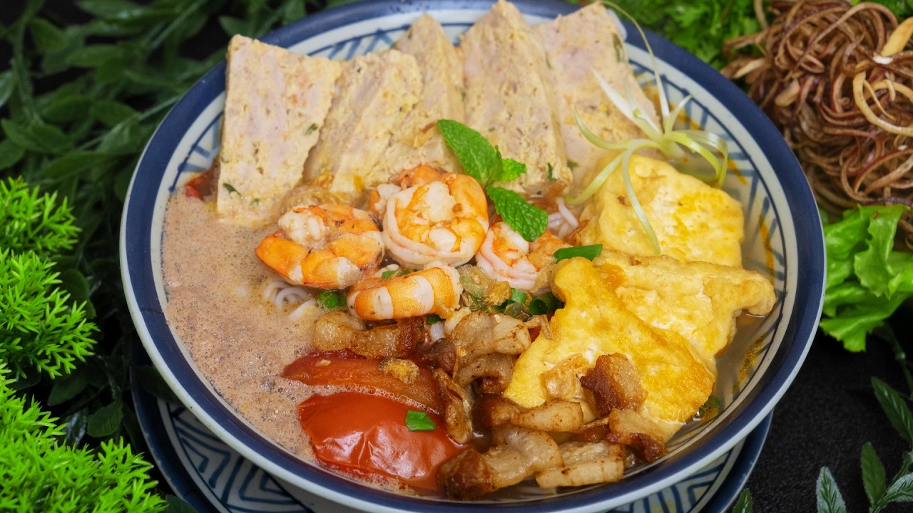 BÚN RIÊU TÔM KHÔNG CẦN CUA - Riêu Đóng Miếng Vàng Óng, Nước Dùng Ngọt Thanh  – Bếp Nhà Giang