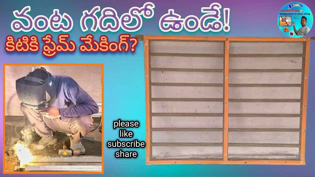 Kitchen room|window making| with Zinc sqwer pipe|josh construction work telugu|