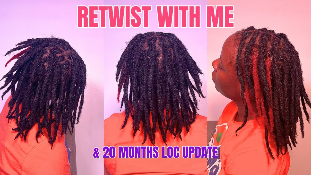 RETWIST WITH ME & 20 MONTHS LOC UPDATE | thick locs, red skunk stripe