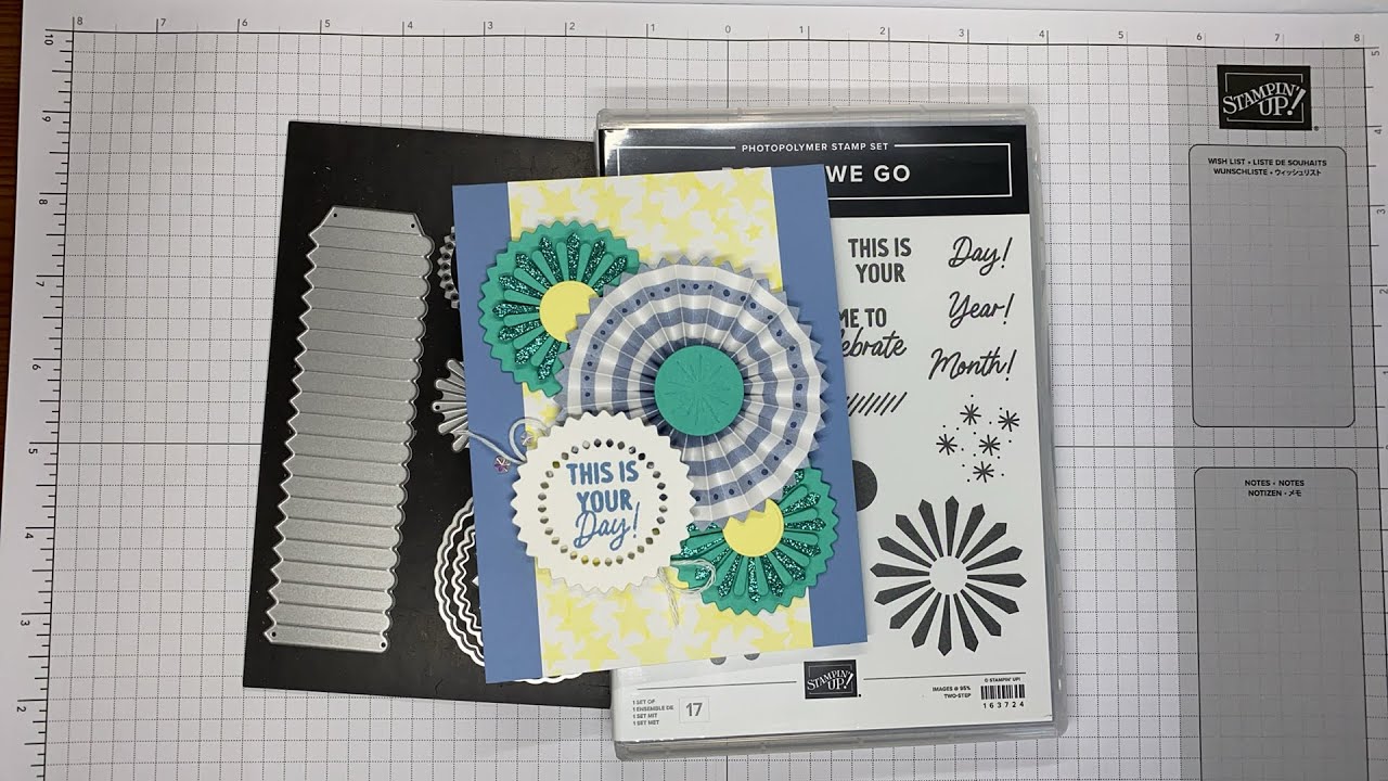 Мастер-класс по созданию праздничной открытки «Stampin’ Up! Round We Go Pinwheel» #diy #handstamp...