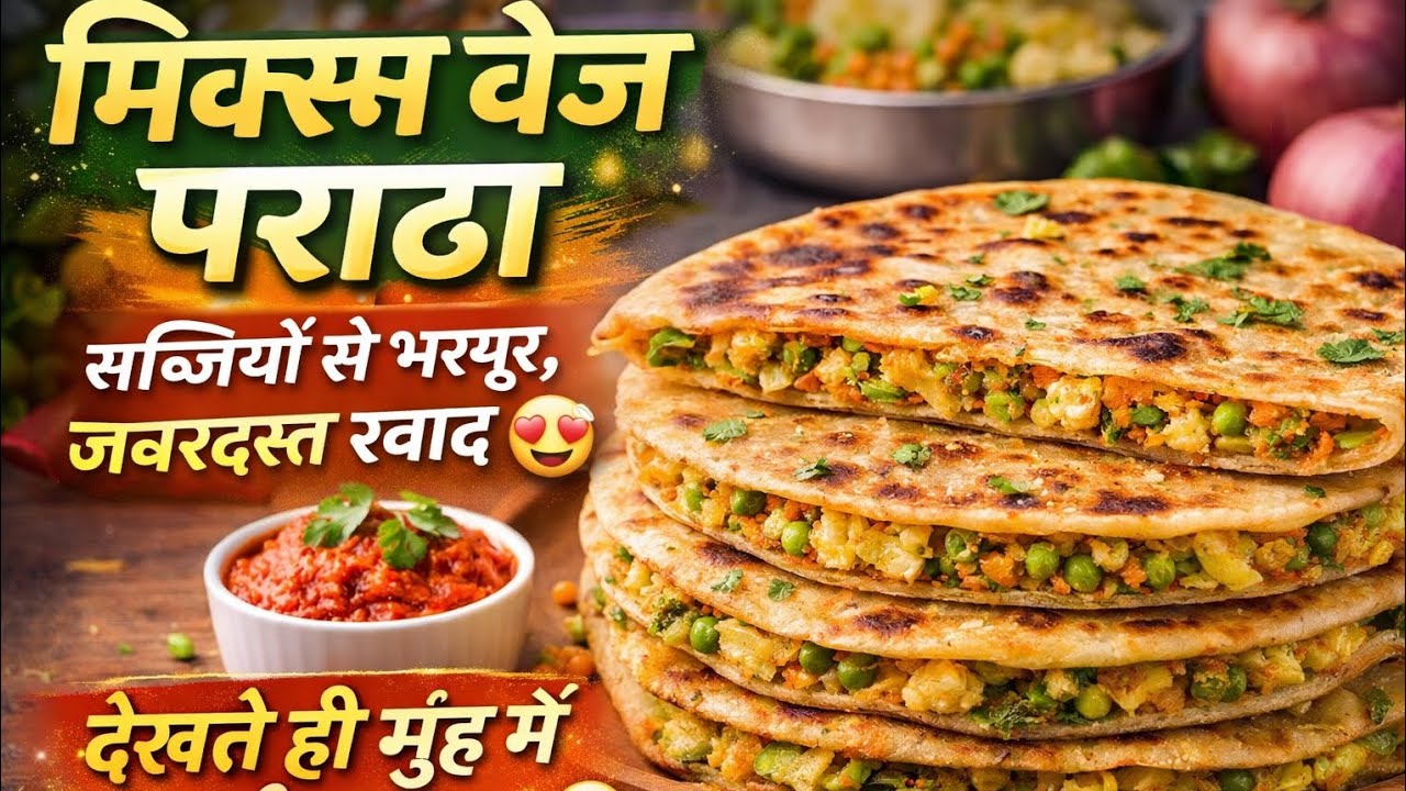 Sehat aur swasthya se bhara hua paratha mix veg paratha swadisht aur sehatmand ek bar Khao bar bnao 