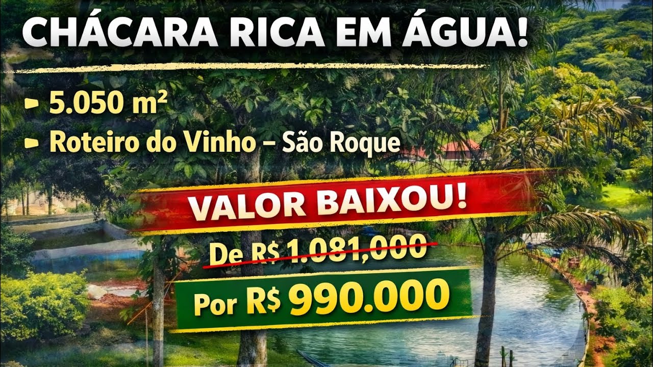 #239# CHÁCARA EM SÃO ROQUE, 5.050M2 NO ROTEIRO DO VINHO COM DOIS LAGOS, DUAS CASAS, POMAR E ÁGUA!