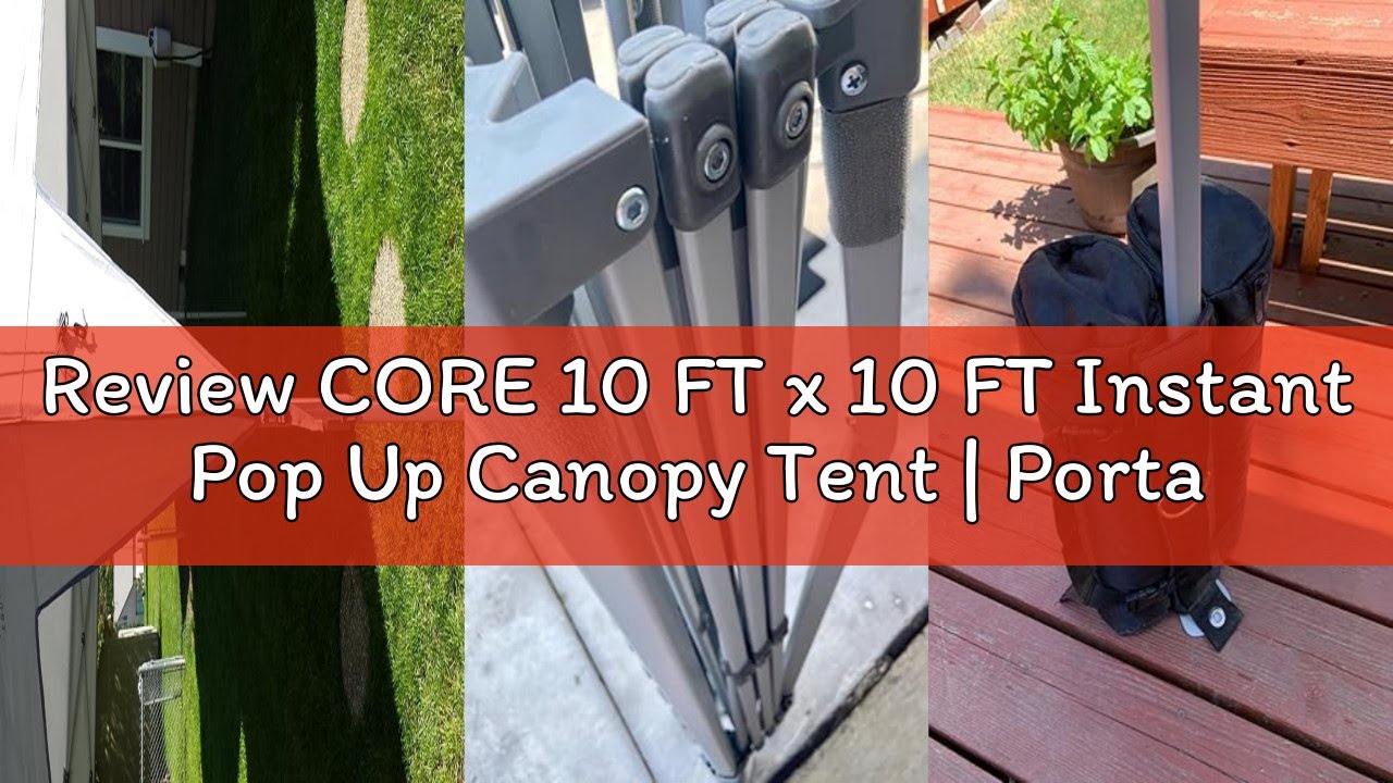 Review CORE 10 FT x 10 FT Instant Pop Up Canopy Tent | Portable Straight Leg Outdoor Gazebo Shelter