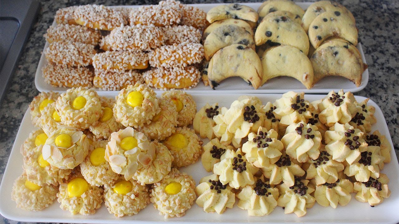 حلويات اخر ساعة 4 اشكال بعجينة واااحدة بدون قطاعات بالحامض.كاراميل.ريكليز.قهوة.فانيل