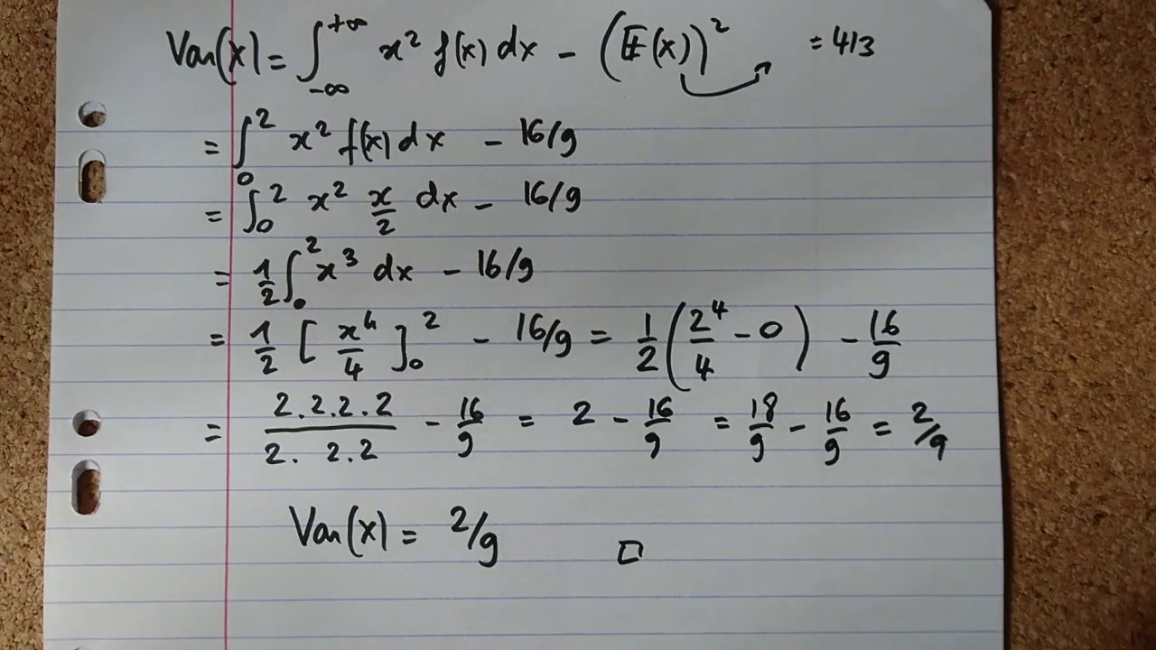 Rappels de proba : exemple de calcul d'espérance et de variance pour une loi à densité