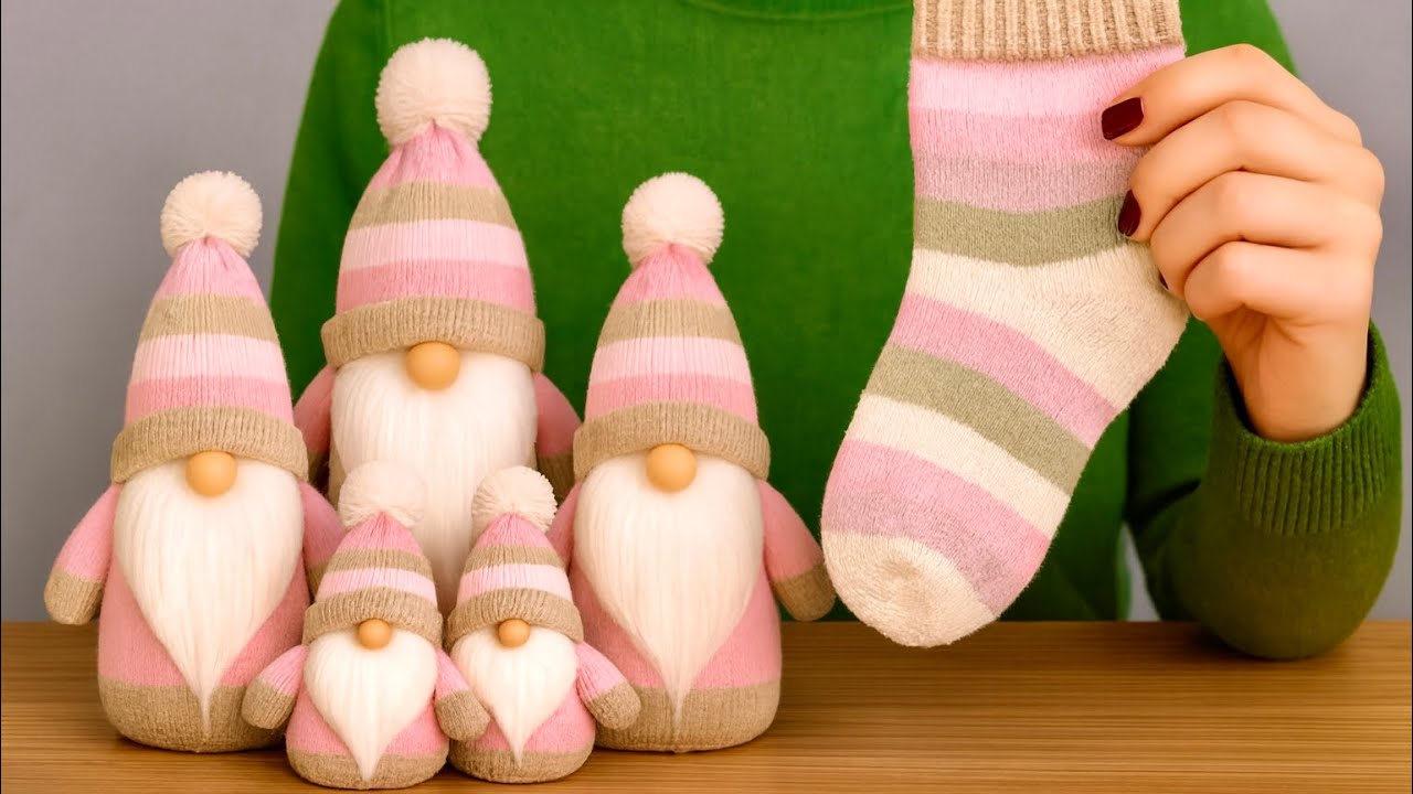 Make a Christmas Gnome with Just ONE Sock♻️🎄