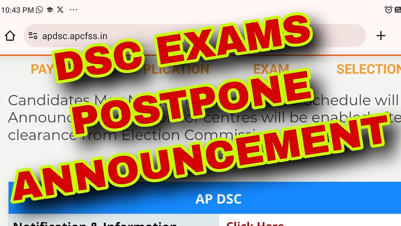 AP DSC EXAMS POSTPONE ANNOUNCEMENT from EDUCATION DEPARTMENT