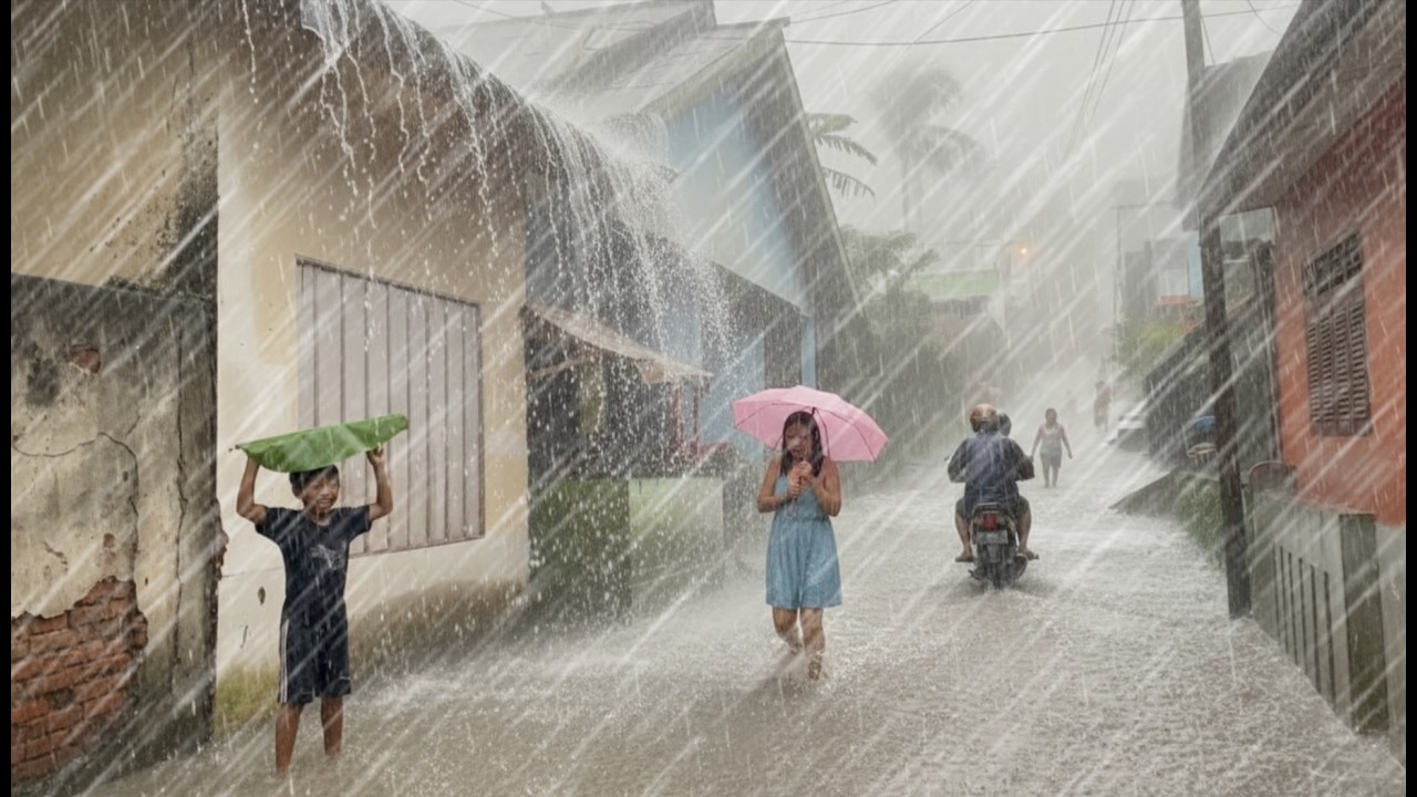 SHOCKING STORM in Indonesia!🌧️Torrential Rain & Thunder Hit My Quiet Village | Rain Sounds for Sleep