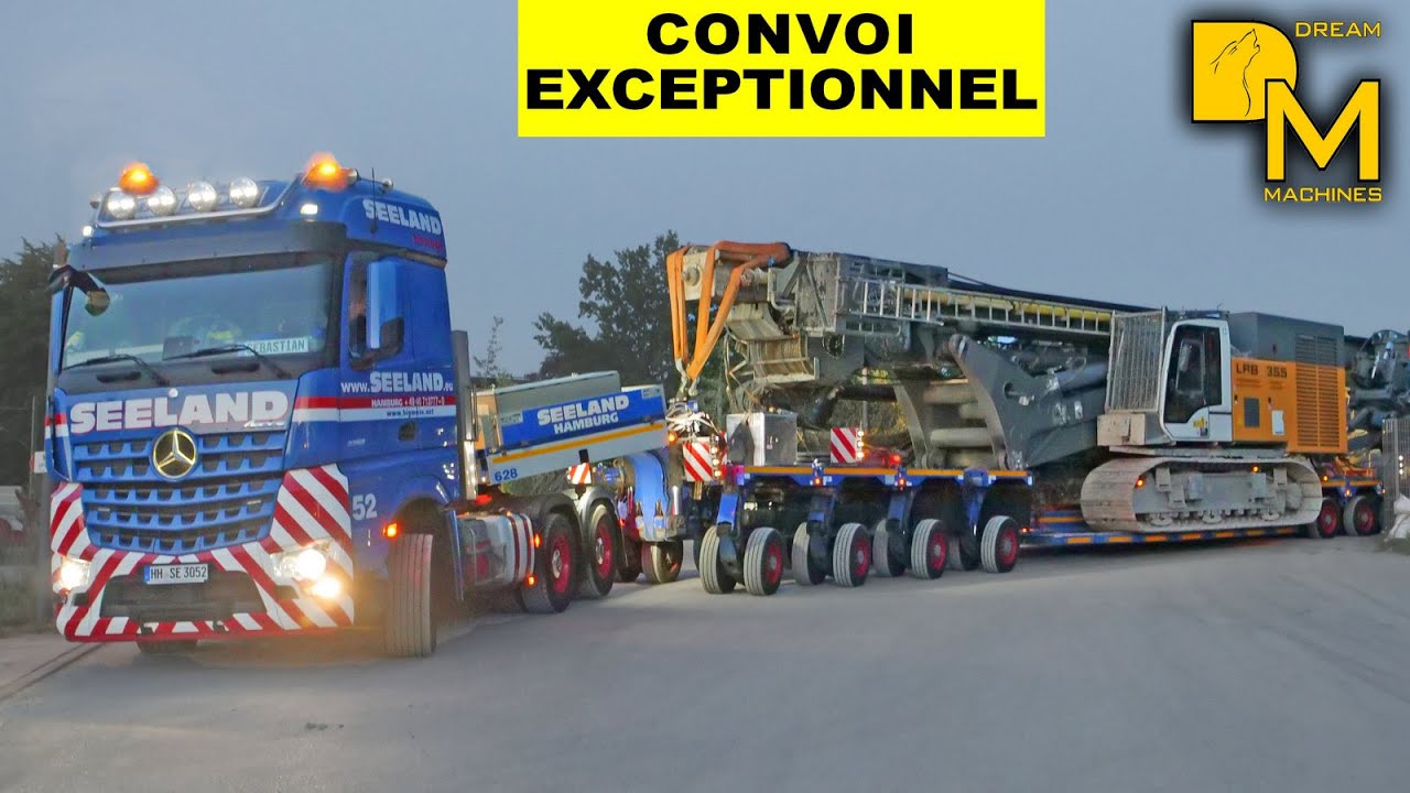 Liebherr 100 ton oversize load drill rig 12 Achsen LRB 355 Bohrgerät Tieflader durch Engpass 🚧⚠️