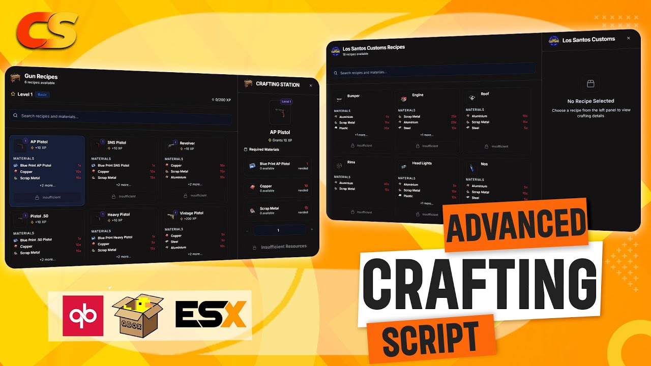 ADVANCED CRAFTING SCRIPT | FIVEM | QBCORE, QBOX AND ESX | CRUX STUDIO