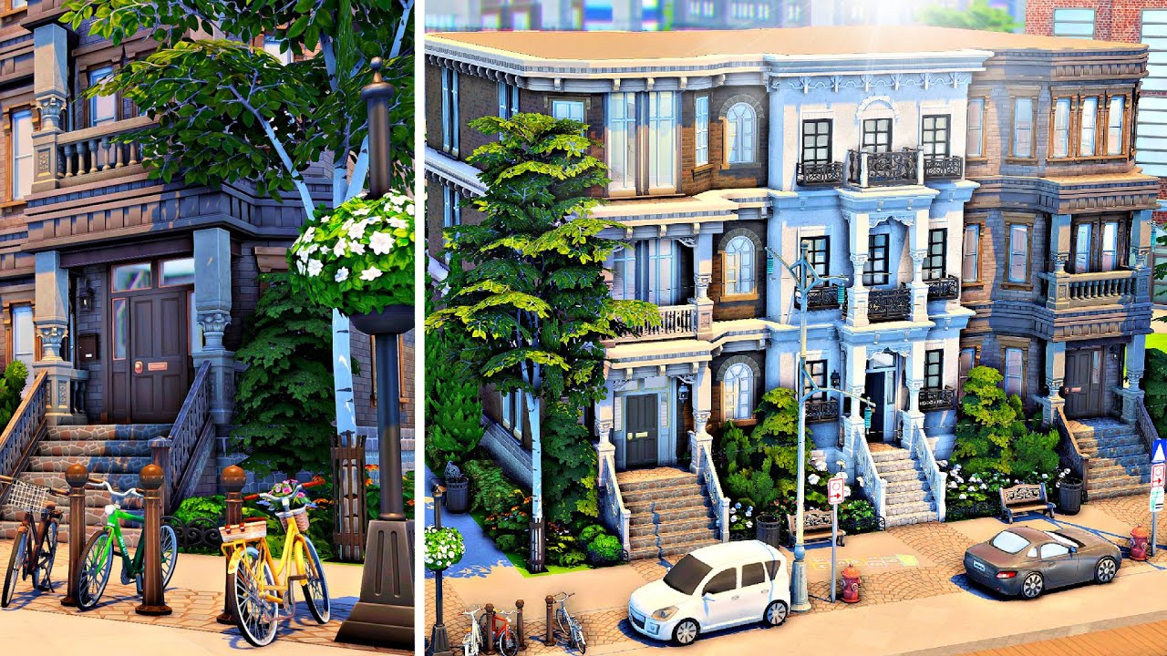 Таунхаусы из коричневого камня в Нью-Йорке 🏙️ || The Sims 4 Скоростное строительство