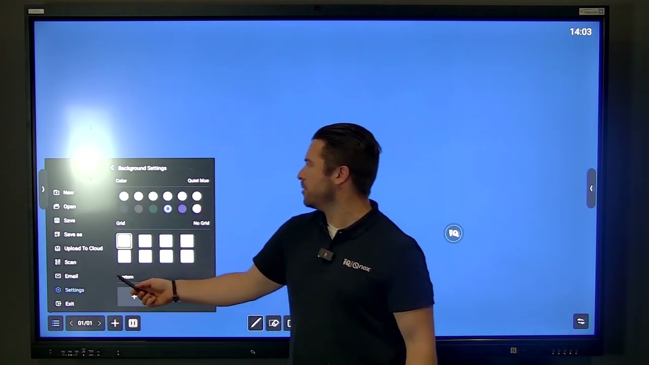 How To Change The Whiteboard Background - IQ Board (TE1200 Pro, QA1300 Pro and TB1300 Pro Models)