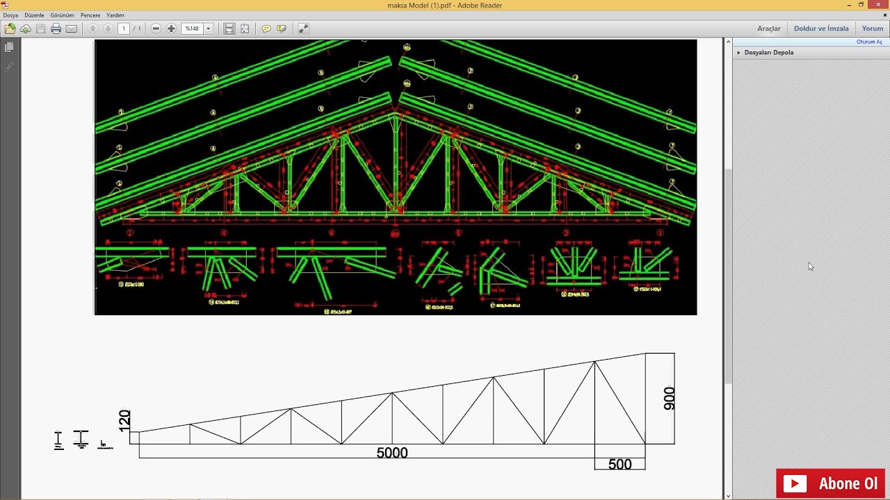 Autocad 3d Eğitim Çelik Konstrüksiyon Makas Çizimi