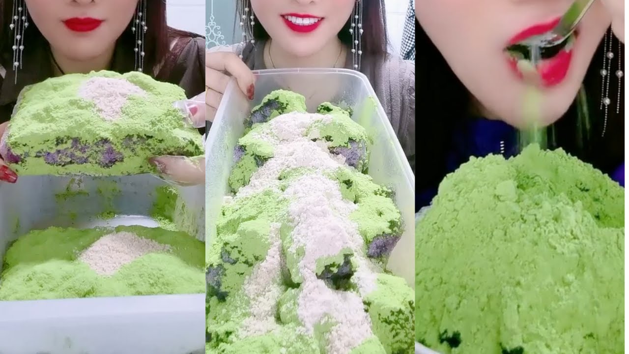 얼음먹방 HEAVY MATCHA POWDERY ICE EATING ASMR P1187 💚🍵 CRUNCH ICE CHUNK ICE ASMR 녹차 | Матча | 抹茶