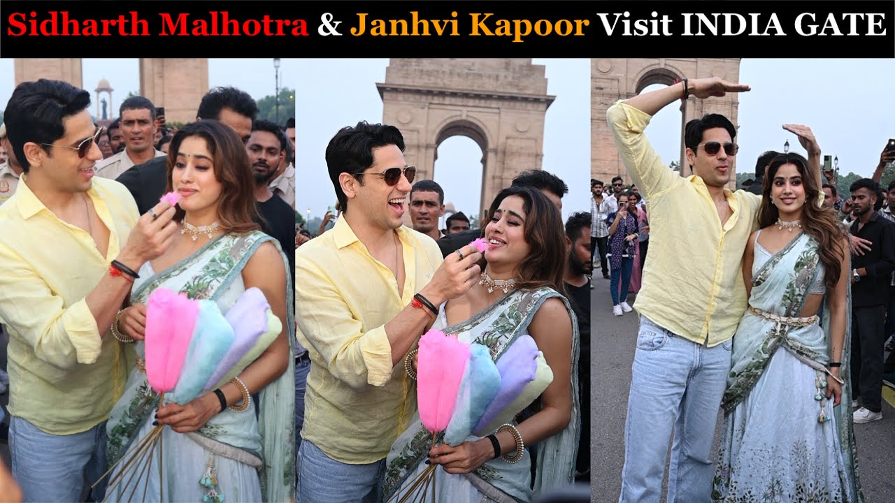 Sidharth Malhotra & Janhvi Kapoor Visit INDIA GATE, DELHI ❤️ Trying Buddhi Ke Baal😜 For Paramsundari