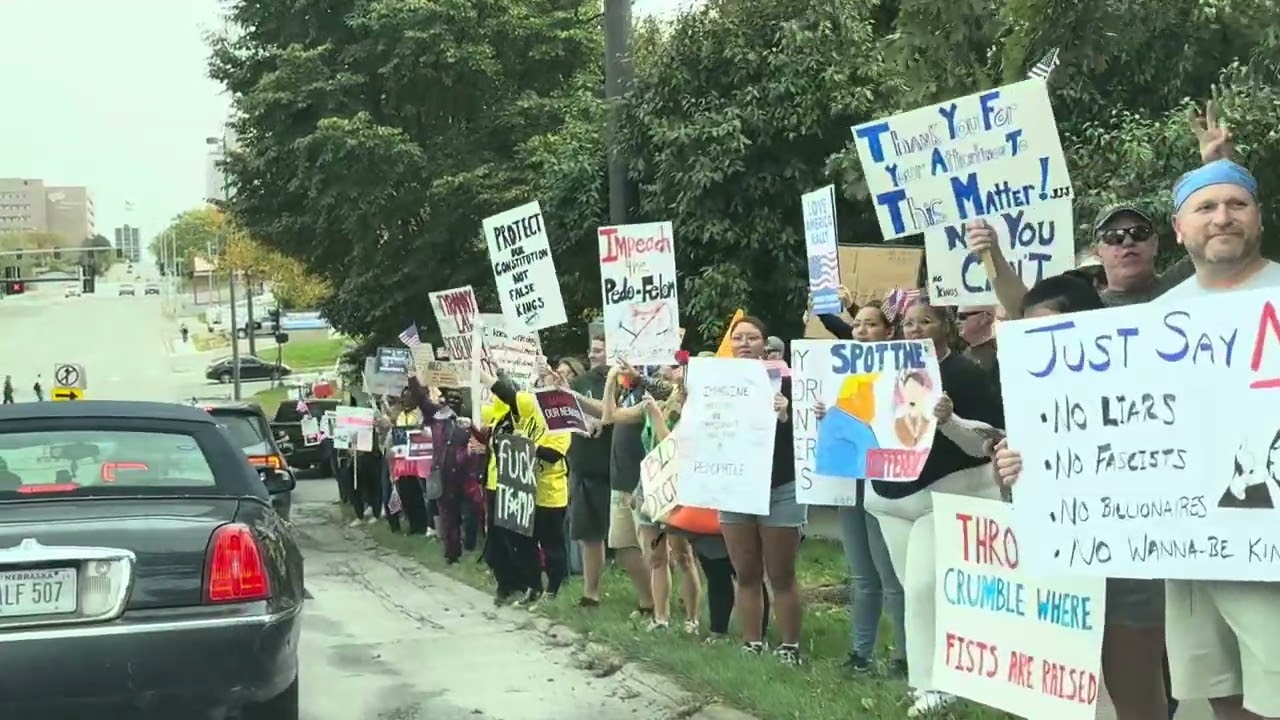 Massive ￼No Kings protest at Turner Park in Omaha, Nebraska
