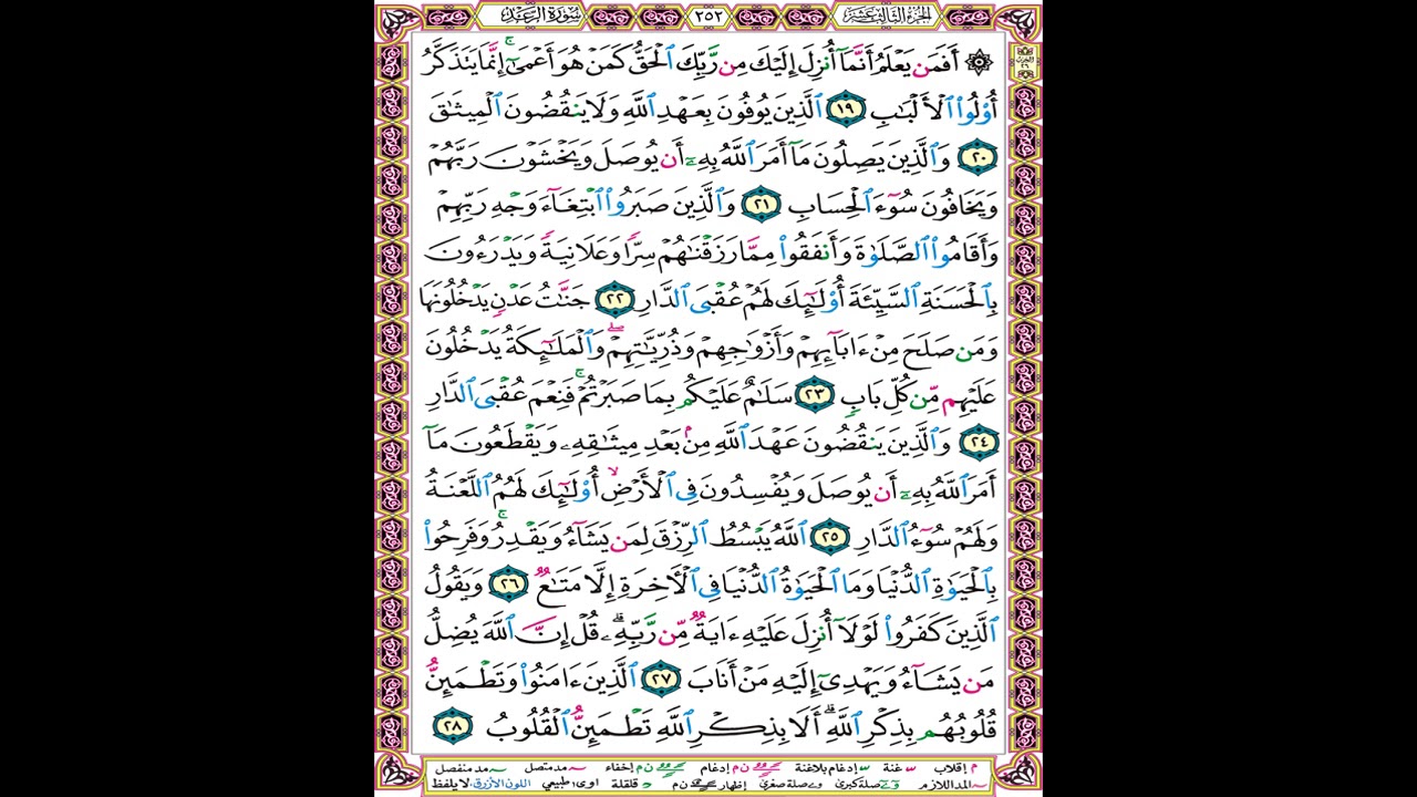 صفحة 252 من المصحف العلم المرئي المسموع بصوت الشيخ محمود الحصري