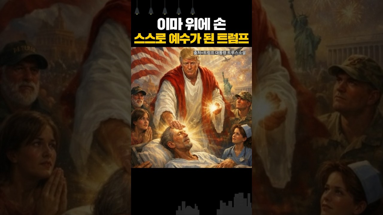 이마 위에 손 스스로 예수가 된 트럼프 [오늘한컷]
