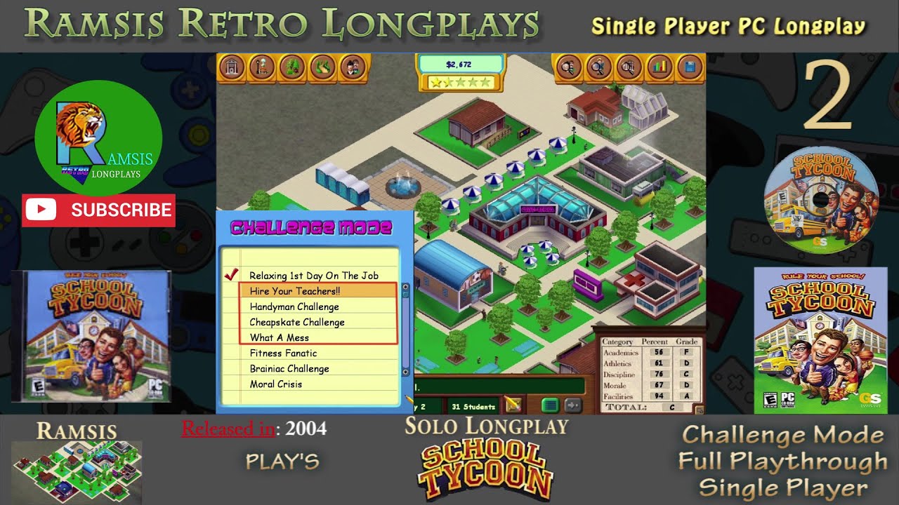 School Tycoon | PC Game | 2004 | Beginner Levels #2-5 | Challenge Mode