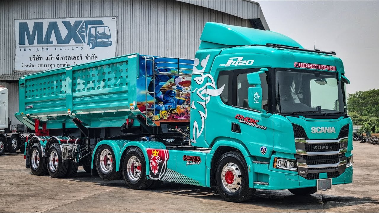 เซมิดั๊มพ์เท่ห์ๆ Scania 420P กระบะท้องเรือสเป็คไล่เบา อู่แม็กซ์เทรลเลอร์ นครปฐม