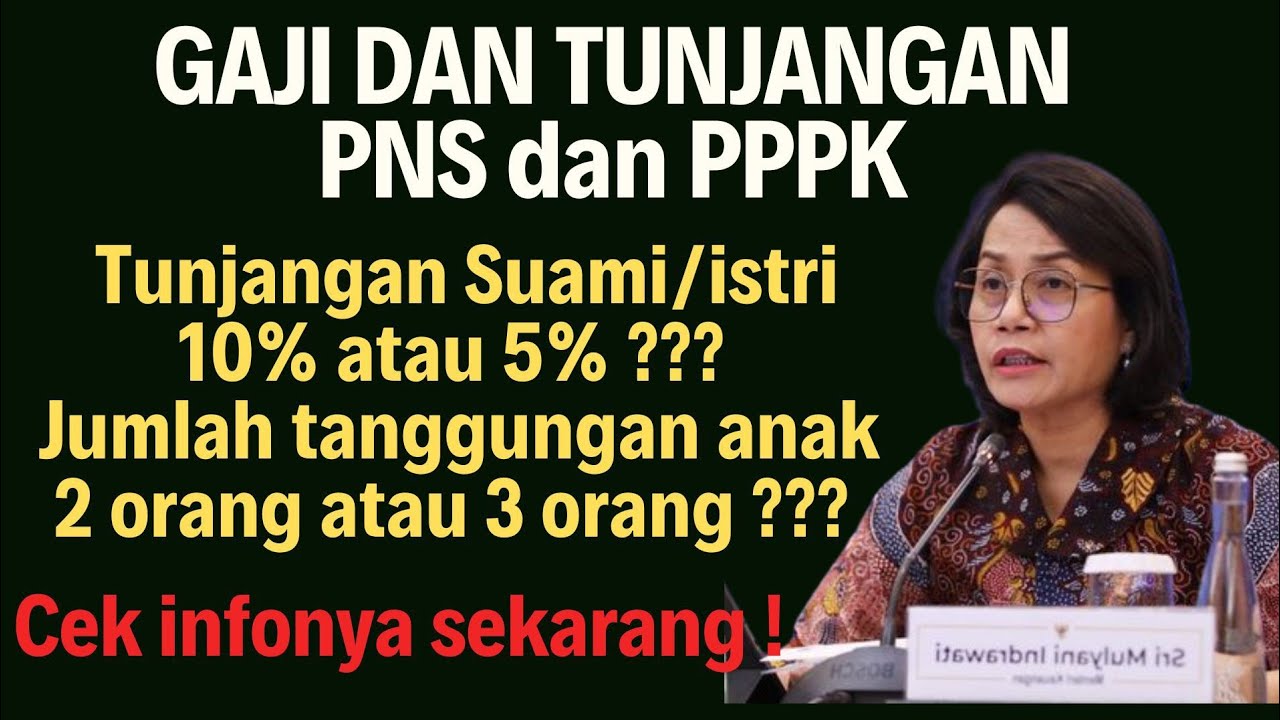 Besaran tunjangan Suami/istri dan jumlah tanggungan anak PNS dan PPPK||Gaji dan Tunjangan
