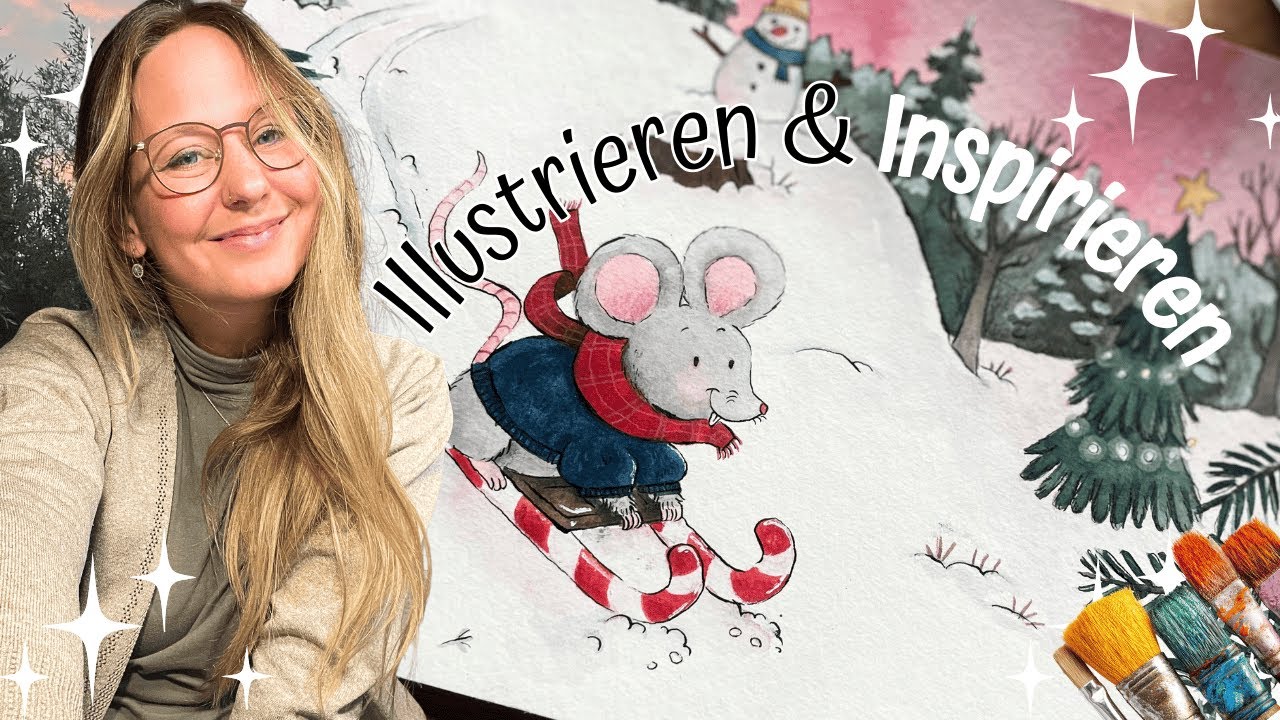 Eine Illustration entsteht - Maus mit Aquarell und Tusche