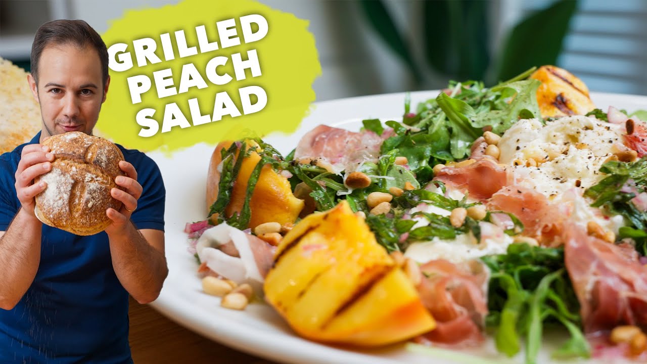 The Perfect Summer Salad Recipe: Grilled Peaches w/Burrata & Prosciutto