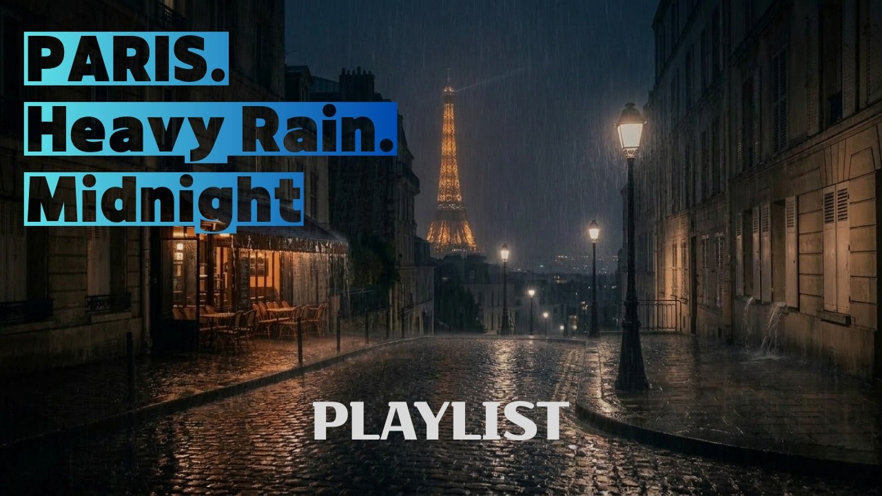 Paris Midnight in Heavy Rain 🌧️ Dark Jazz & Rainy Night Café Playlist