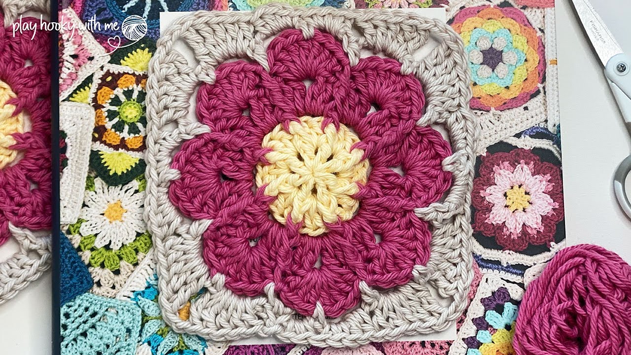 Создайте этот прекрасный цветочный бабушкин квадрат! 🧶 🌸