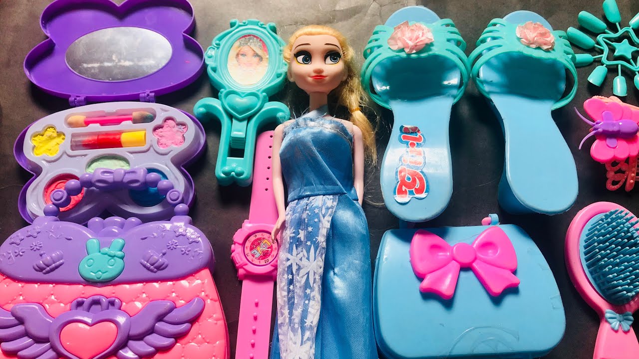 Asmr Satisfying Barbie Dolls Toys Unboxing | Doll Mini Makeup Set 