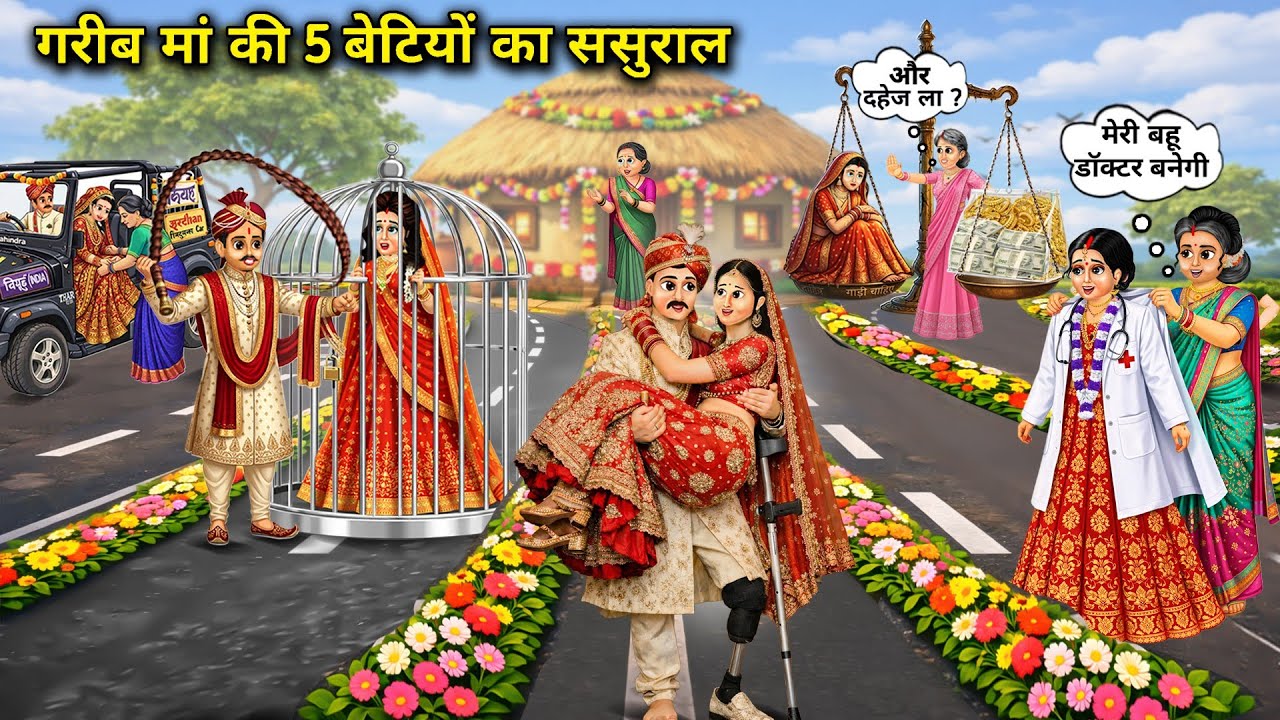 गरीब मां की 5 बेटियों का ससुराल || In-Laws House Of 5 Daughters Of Poor Mother || Cartoon Video