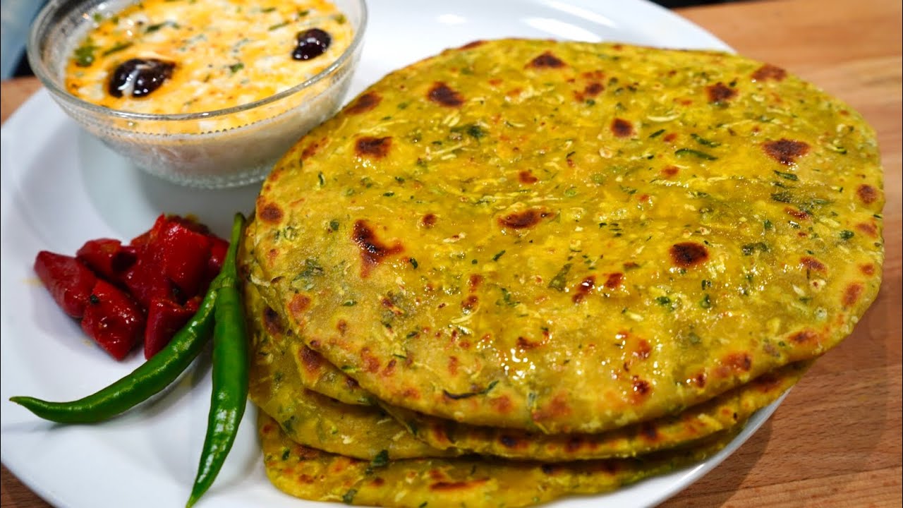 DELICIOUS ZUCCHINI FLATBREAD & SWEET CORN RAITA | ZUCCHINI PARATHA