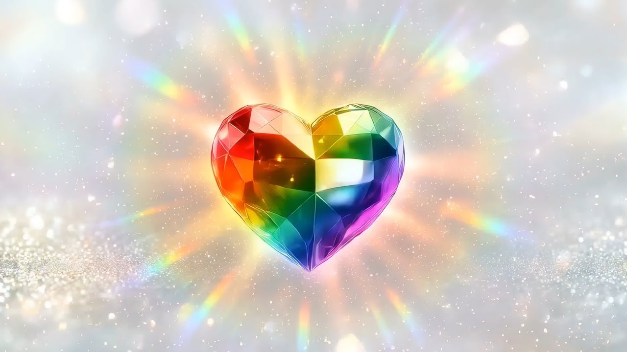 528 Hz Love Frequency 💗 | Rainbow Crystal Heart ✨ • Heart Chakra Healing • Sleep • Calm • Relax