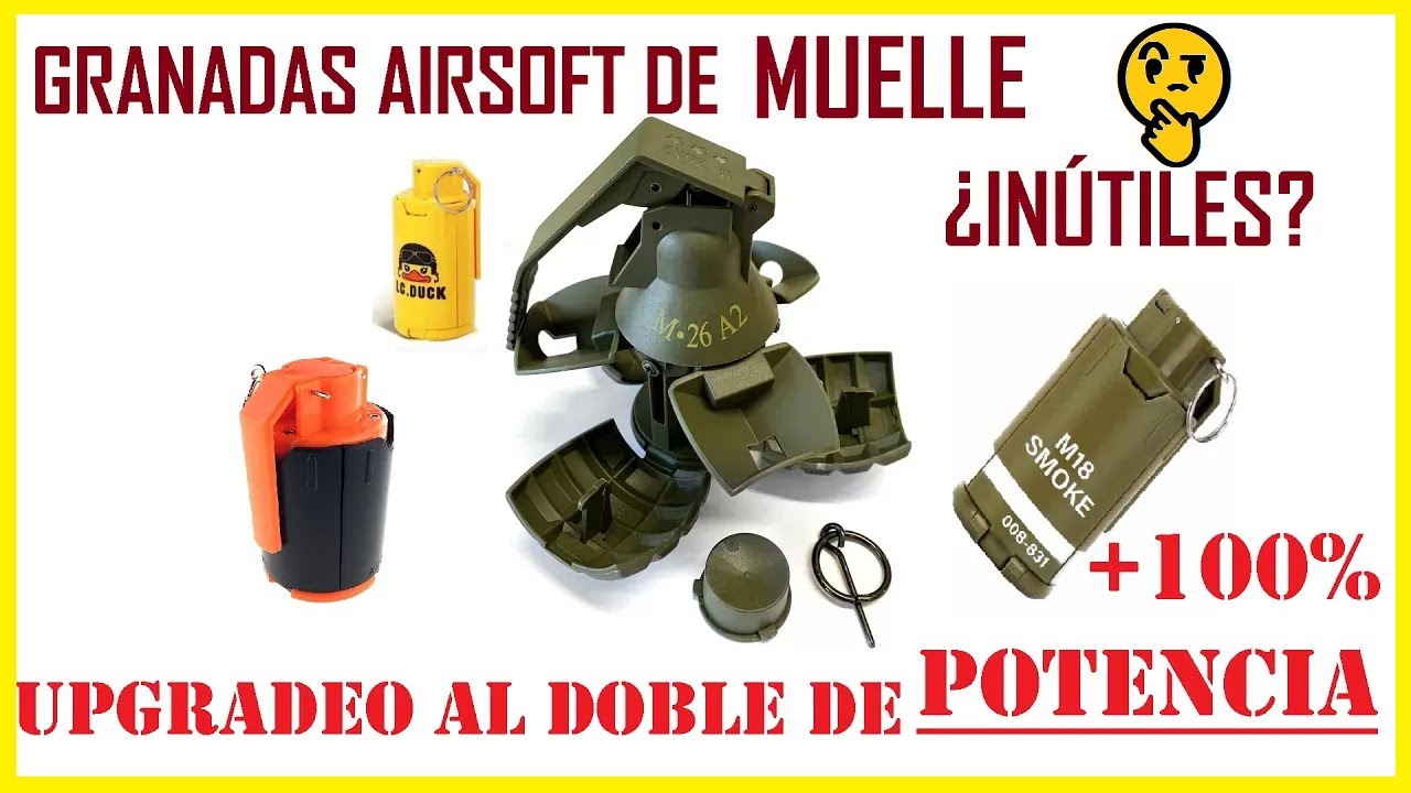 ⚪Granada CQB airsoft BARATA y POTENTE 💣💪 UPGRADE granada muelle M26 al DOBLE de potencia