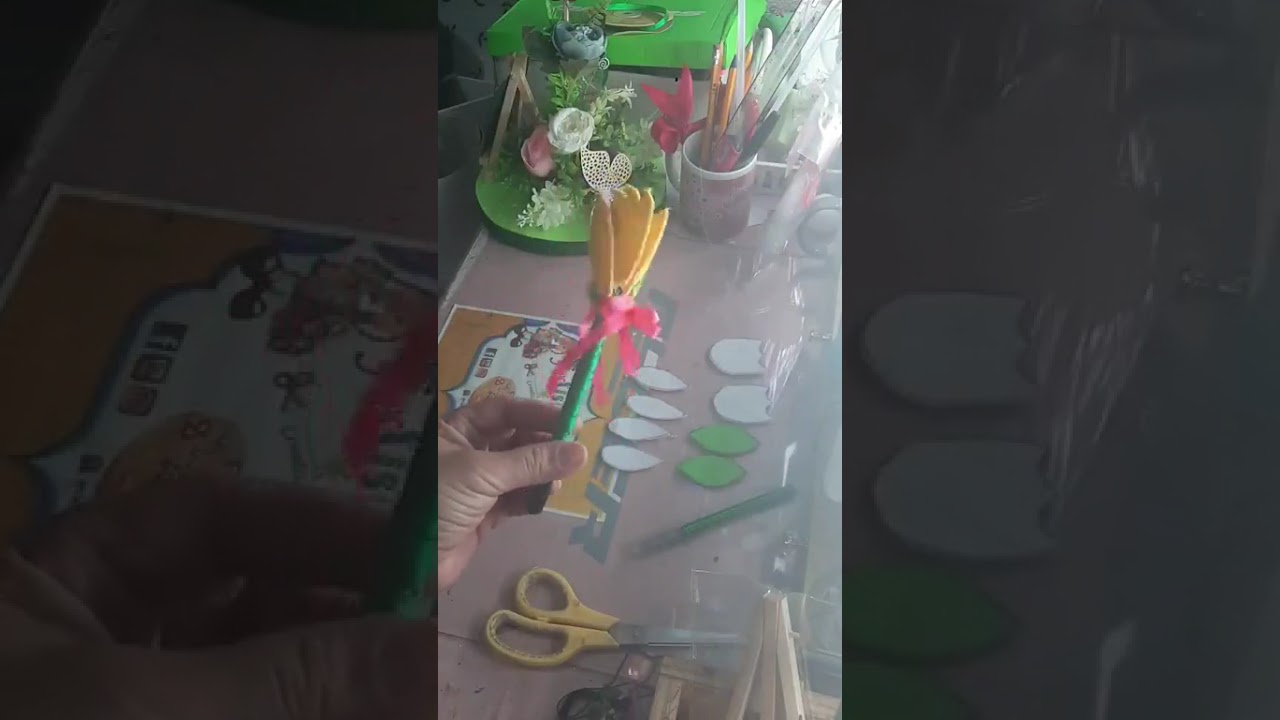 DYI 🌷Tulipan de Fieltro o pañolency / Flor para Amor y Amistad / Decoración de bolígrafo con tulipan