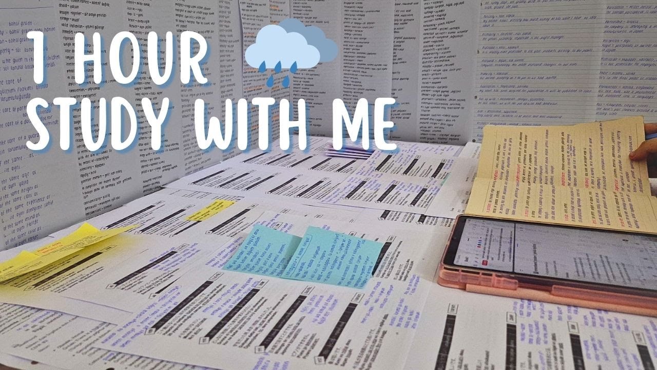 Study With Me 📚✍️ | 1 Час | Мотивация к Учёбе | Без Музыки | Звук Дождя 🌧️