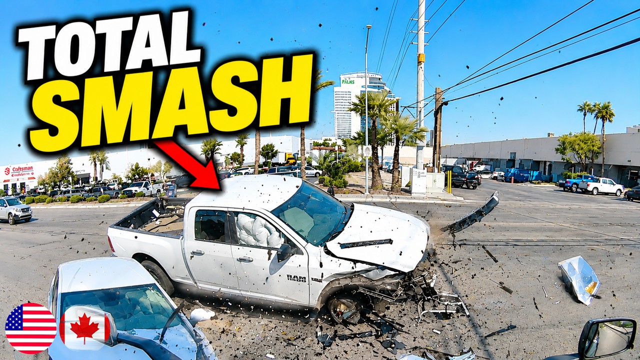 WHITE TRUCK TURNED DIRECTLY INTO ONCOMING TRAFFIC... AND CRASH - 964