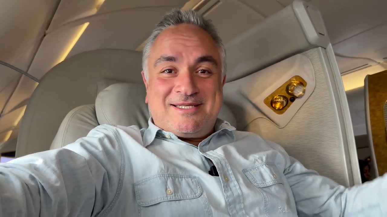 Emirates A380, First Class Perfection: Fine-Dining in the Sky. Showers in the Air. Vienna Airport