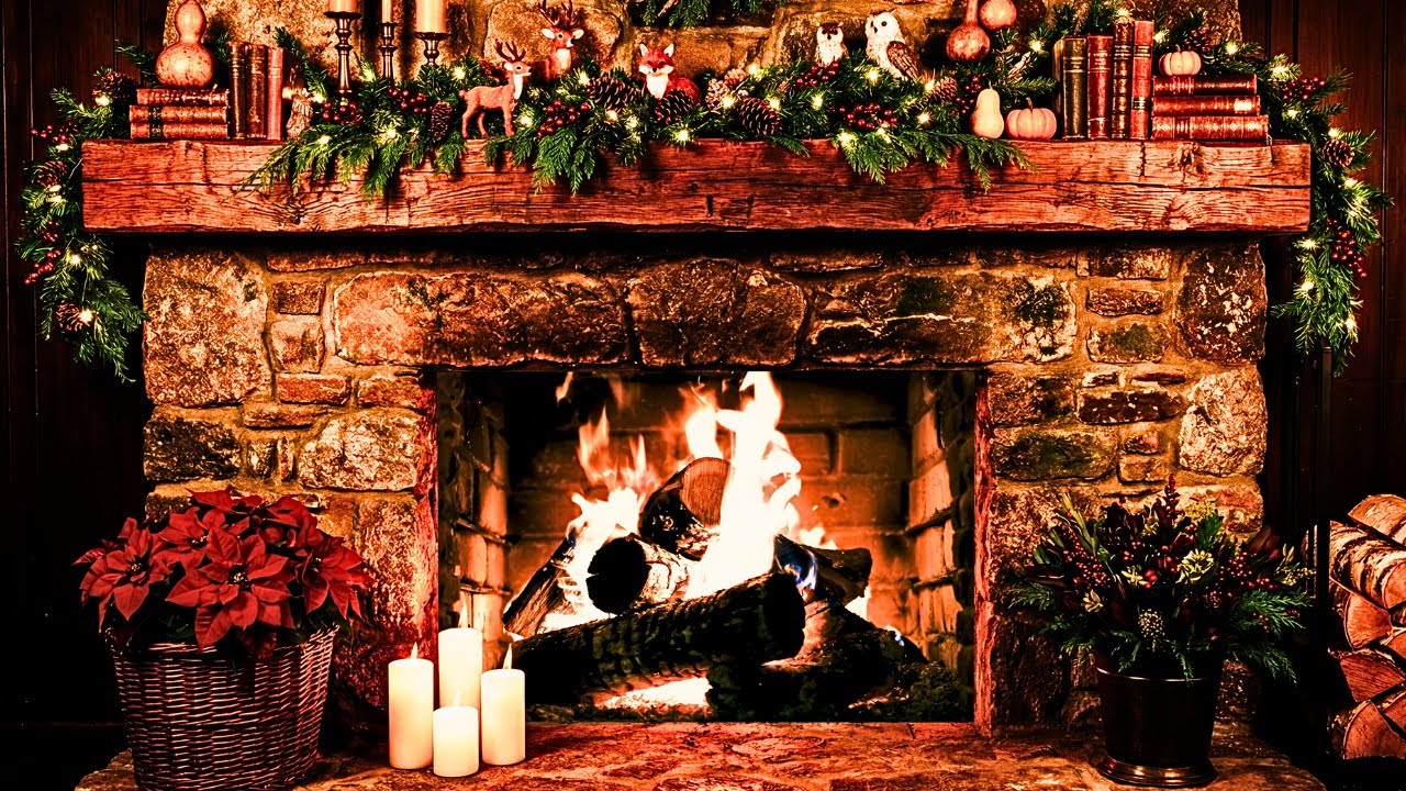 Cozy Winter Fireplace 4K ❄️ Warm Holiday Ambience for Sleep & Relaxation