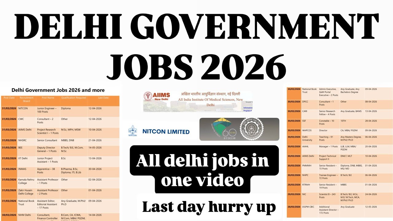 Delhi Govt Jobs 2026 |Upcoming Delhi Govt Jobs|Delhi Job Vacancy |Delhi Recruitment | All delhi jobs