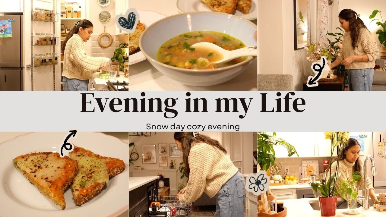 Calm Snowy Evening Vlog | Veg Corn Soup & Night Routine for calm Morning