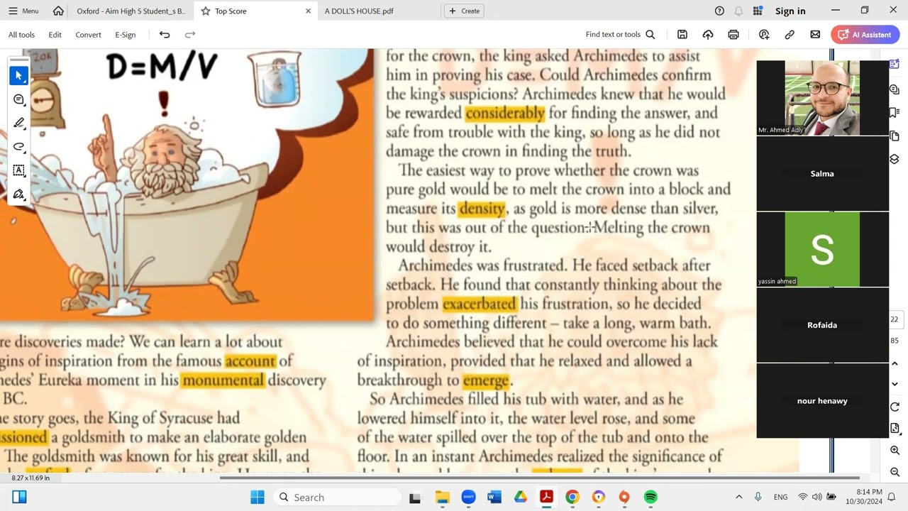 Aim High 5 Unit 3 Eureka Lesson 1 & 2 Reading and vocabulary
