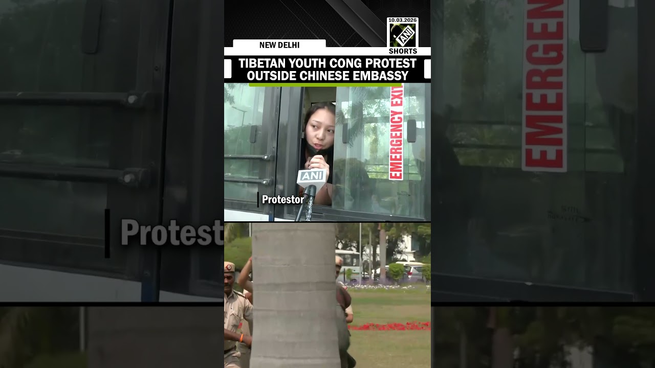 Tibetan Youth Congress members protest outside Chinese Embassy on 67th Tibetan National Uprising Day