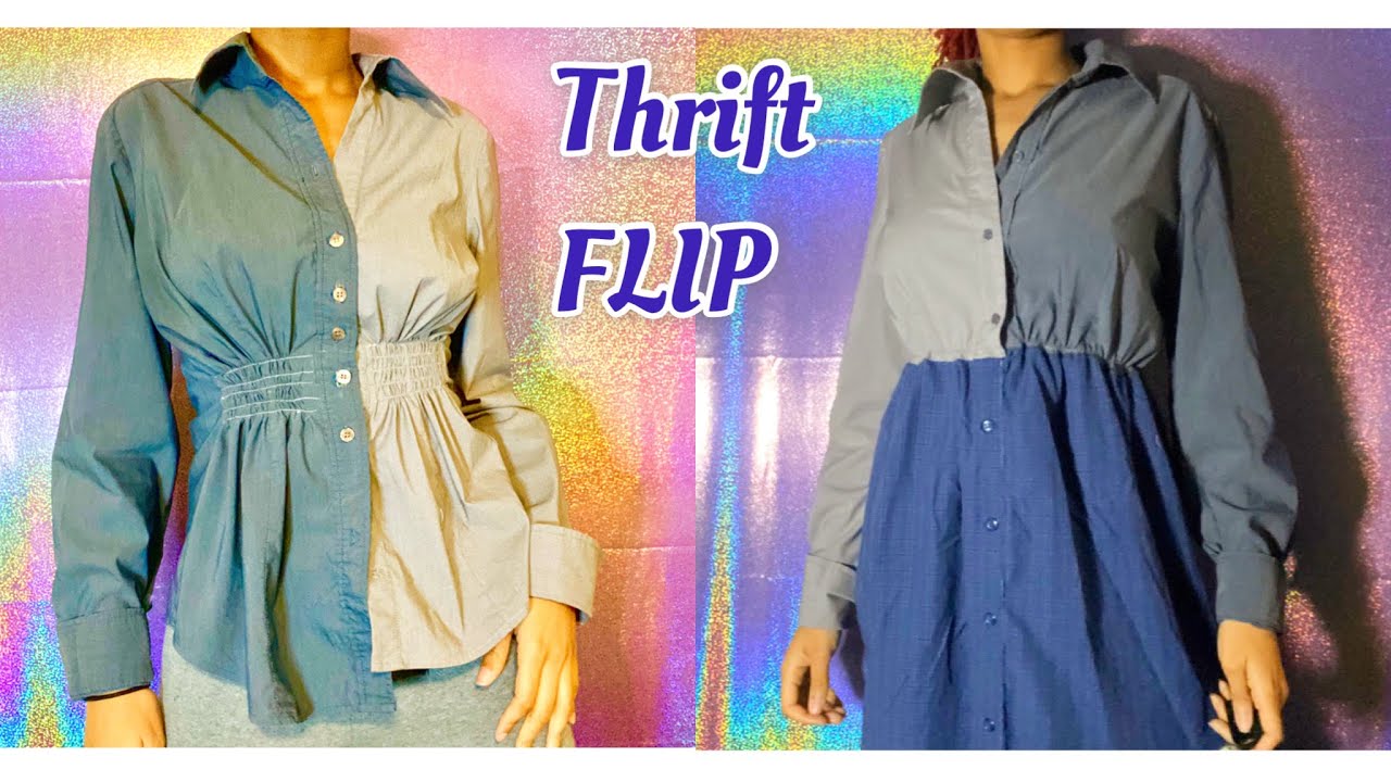 THRIFTED TRANSFORMATION// DIY Button Down Shirts into Color Block Tops// Two Toned Tops